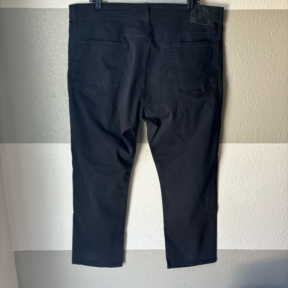 AG Adriano Goldschmied Men 38 x 27 Everett Sueded Slim Straight Leg Jeans Black - Picture 4 of 8